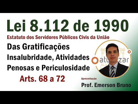 Lei 8.112/90  - Arts. 68 a 72 (Insalubridade, Periculosidade e Atividades Penosas)