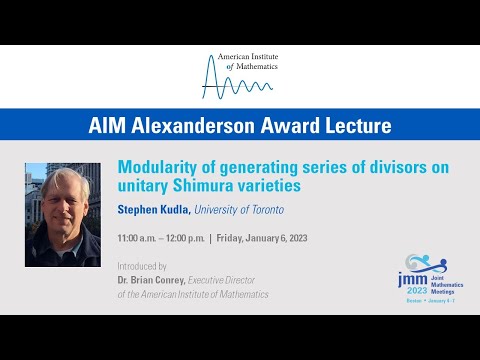 Stephen Kudla "Modularity of Generating Series of Divisors on Unitary Shimura Varieties"