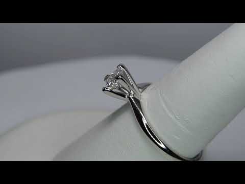 14k White Gold Princess Cut Diamond Solitaire Ring .55 cts