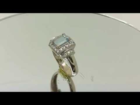 Aquamarine 1ct halo style engagement ring