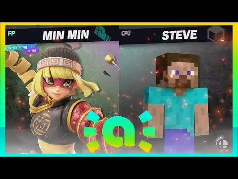 Steve CPU Vs Min Min Amiibo | Super Smash Bros Ultimate | AMIIBO BATTLES #15