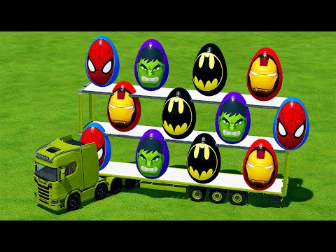 LOAD AND TRANSPORT SUPERHERO EGGS WITH LANDINI TRACTORS - Farming Simulator 22