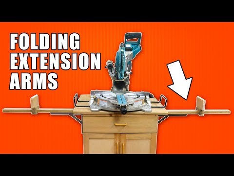 Folding Extension Arms of a Sliding Miter Saw Station