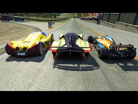 Aston Martin Valkyrie AMR Pro vs F1 McLaren MCL35 2020 vs Devel Sixteen at Old Spa