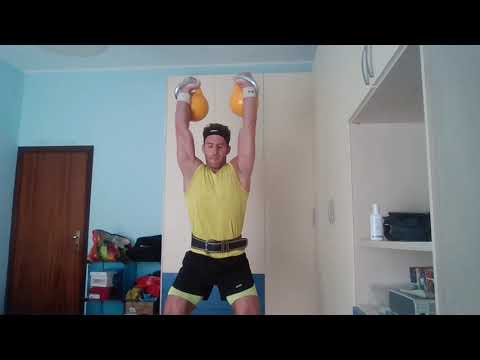 Kettlebell Long Cycle (LC) 10 min 2x16 kg (first try). 90 reps