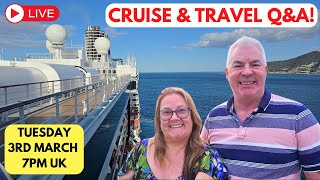 LIVE Cruise & Travel Q&A with Paul and Carole! 7pm UK Tuesday March 3rd.