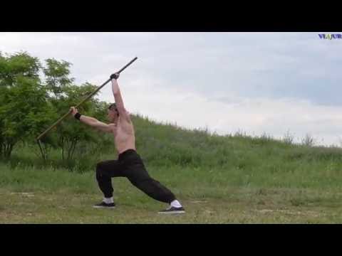 Wushu. Preparatory exercises, the pole of Shaolin.