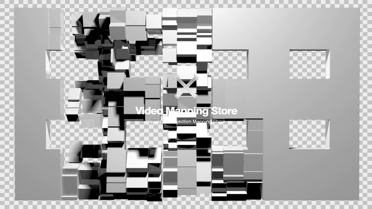 Box Cubes Rotation 8 Windows- Video Mapping Facade: Projection 3D Mapping