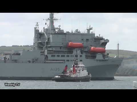 RFA ARGUS A135 ENTERS DEVONPORT NAVAL BASE AT MUTTON COVE 11th May 2022