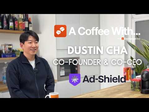 Shot of Dustin Cha, co-founder & co-CEO of Ad-Shield, in the ExchangeWire kitchen for an episode of 'A Coffee With...'