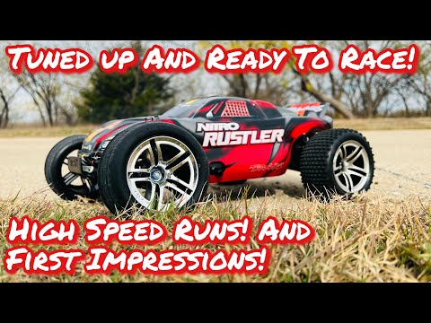 Traxxas | Nitro Rustler | first tune up, high speed runs! And first impressions!