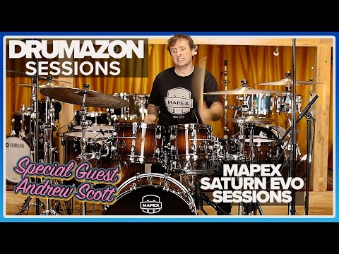 Andrew Scott plays the latest finish Mapex Saturn Evolution Drum Kit at Drumazon