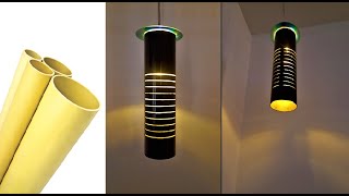elegante lampara de tubo PVC HERMOSO Y FACIL DISEÑO - fabricar lampara de pedazo de tubo reciclado