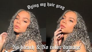 HOW I DYED MY NATURAL BROWN HAIR TO GRAY!!! NO COLOR DAMAGE | Viah Lee