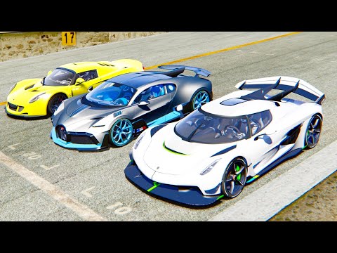 Koenigsegg Jesko vs Bugatti Divo vs Hennessey Venom GT - Drag Race