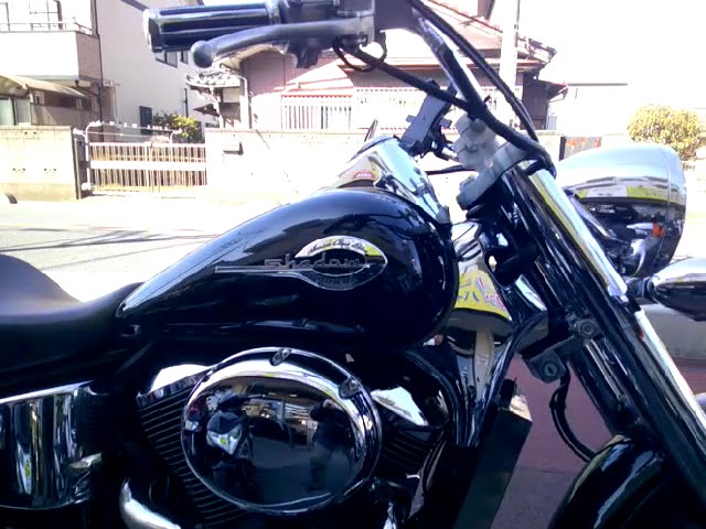 NO.5708　ホンダ　シャドウ４００　水冷４サイクルＶツインエンジン　２ｉｎ１スラッシュカットマフラー　シーシーバー　サイドバックサポート　ブラック シャドウ400/ホンダ 水冷Vツインエンジン 2in1スラッシュカット