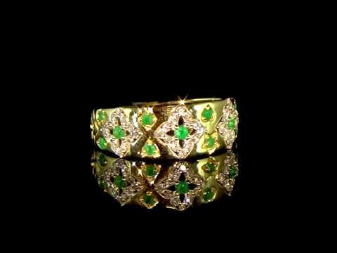 14k Yellow Gold Emerald and Diamond Ring