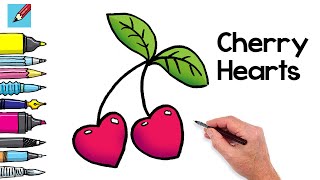 How to Draw Heart-shaped Cherries Real Easy for Valentines