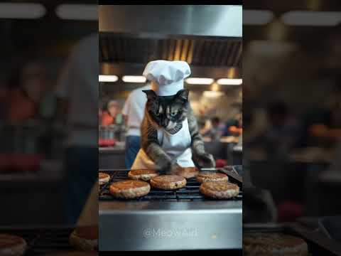 Meet the Purr-fect Grill Master 🐾🔥#shorts #funnycatvideos #ai #cat #MeowAid #kitten #cooking