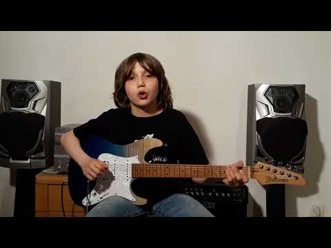 Dustin Tomsen 13 yr old - Playing Paul Gilbert's intro solo from "Intense Rock 2" in 3 speeds