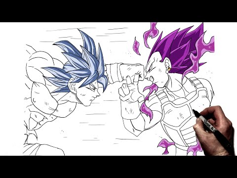 How To Draw Ultra Instinct vs Ultra Ego | Step By Step | Dragonball