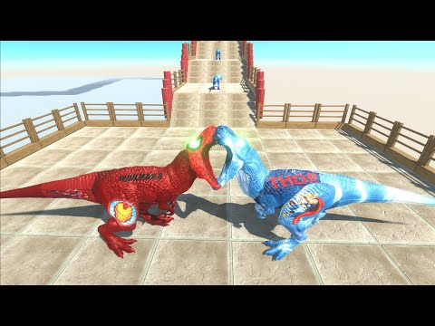 IRON MAN 3 T-REX DEATH FALL V2 - Animal Revolt Battle Simulator