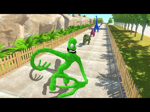 New Green Rainbow Friend (Roblox) OASIS DEATH Fall - Animal Revolt Battle Simulator