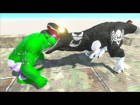 VENOM T-REX VS HULK GORO DEATH RUN - Animal Revolt Battle Simulator