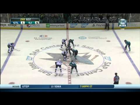Ian Cole slapshot goal 4-1 St. Louis Blues vs San Jose Sharks 11/29/13 NHL Hockey.