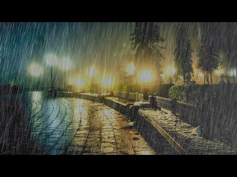 Schlafen Sie sofort mit Regen und Gewitter Geräusche die den Park nachts bedecken - Naturgeräusche