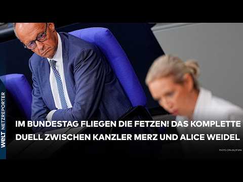 BERLIN: Im Bundestag fliegen die Fetzen! Das komplette Duell zwischen Kanzler Merz und Alice Weidel!