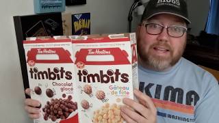 TIMBITS cereal from Canada! Birthday Cake and Chocolate Glazed flavors