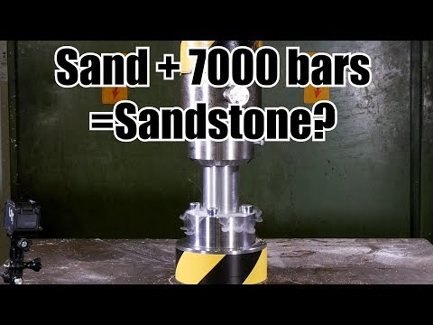 Making sandstone from sand with hydraulic press
