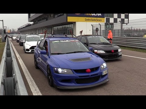 Tons of cars on track: launch & rev limiter compilation - WRC Club Italia Christmas meeting