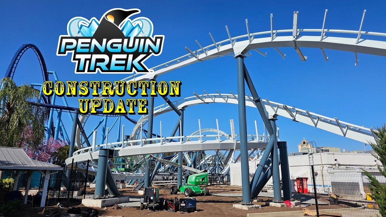 SeaWorld Orlando Penguin Trek Roller Coaster / General Park Construction Update 2.26.24