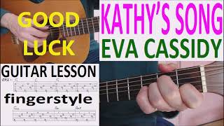 KATHY&#39;S SONG - EVA CASSIDY fingerstyle GUITAR LESSON