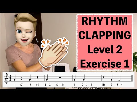 Rhythm clapping practice: Level 2, Exercise 1 - DOTTED HALF NOTES, QUARTER NOTES, QUARTER RESTS