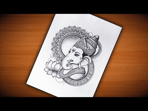 Ganesh Chaturthi Special Drawing/Lord Ganesha Drawing with Lotus Mandala Art/Easy MandalaArt/Ganesha