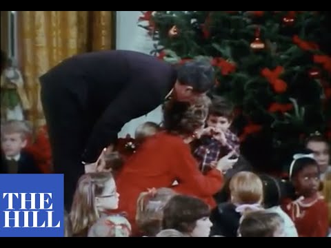 President Reagan and First Lady Nancy Reagan light White House Christmas Tree in 1981