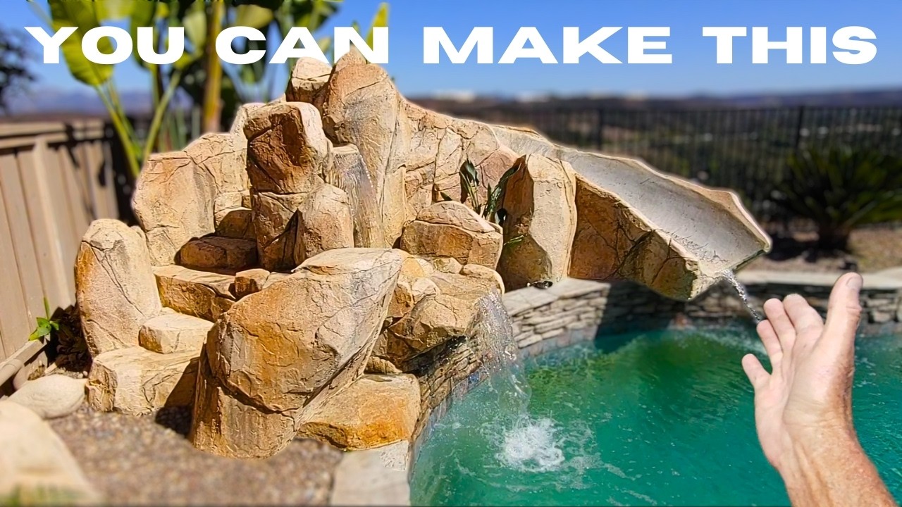 Building a Waterfall and Slide from Start to Finish - Making Artificial Rock Timelapse