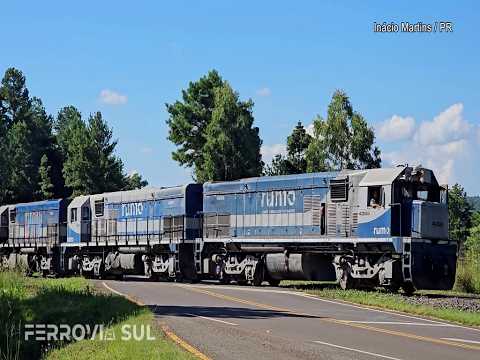 5 locomotivas G22-U no trem da Rumo, em Inácio Martins/PR
