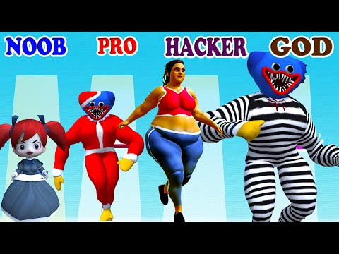 NOOBvsPROvsHACKERvsGOD in Body Boxing Race 3D vs Monster Run 3D Gameplay - Which game do you like?