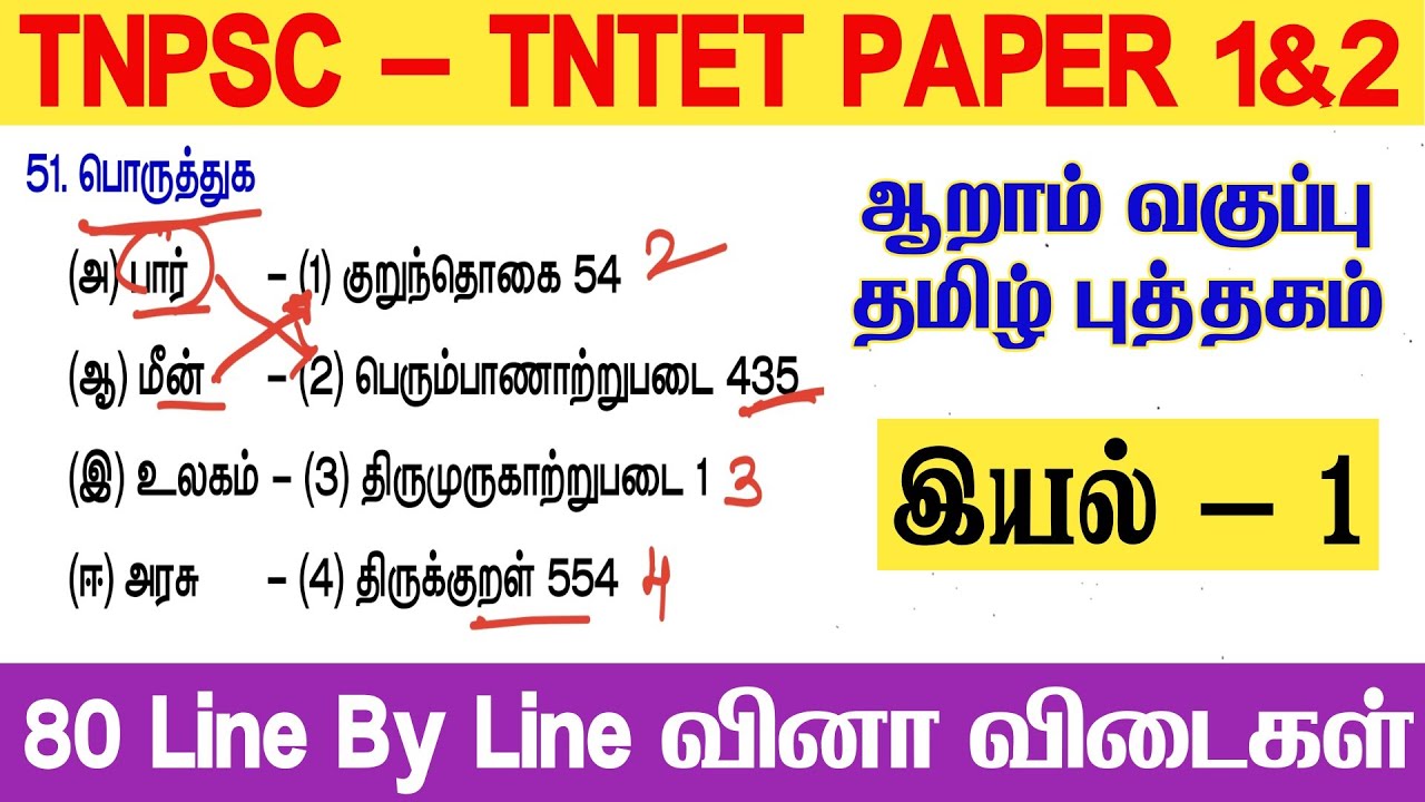 TNPSC & TET - ஆறாம் வகுப்பு புதிய தமிழ் புத்தகம் - இயல் 1 - Line By Line