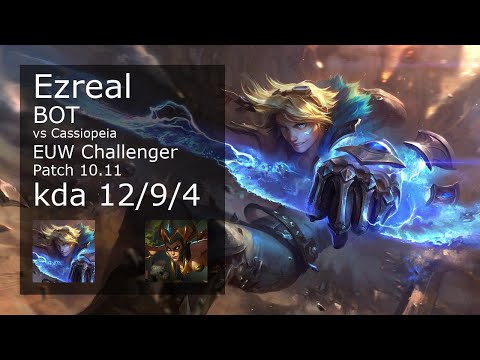 Ezreal ADC & Soraka vs Cassiopeia & Senna - EUW Challenger 12/9/4 Patch 10.11 Gameplay