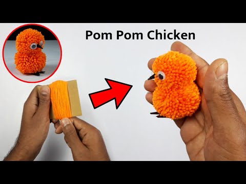 Super Easy Pom Pom Chicken Making Idea | DIY Pom Pom Chick | How To Make Woolen Chicken