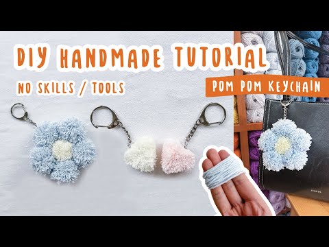 Easy DIY Pom Pom Making idea WITH fingers 🧶 Super Cute Yarn Craft for Beginners | Flower & Heart