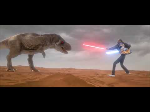 Snoop Dogg fighting a lazer eyed T-Rex with a lightsaber (I C your BS) (Official Video)
