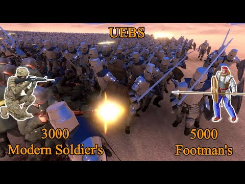 5000 Footman's vs 3000 Modern Soldiers | Ultimate Epic Battle Simulator |