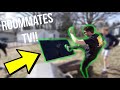 DESTROYING OUR ROOMMATE'S TV!!