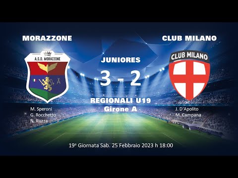 23-02-25 JUNIORES A:  MORAZZONE - CLUB MILANO: 3-2